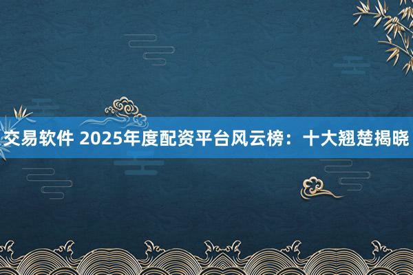 交易软件 2025年度配资平台风云榜:十大翘楚揭晓