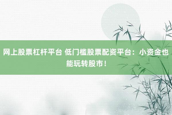 网上股票杠杆平台 低门槛股票配资平台：小资金也能玩转股市！