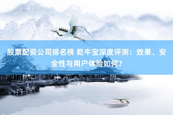 股票配资公司排名榜 乾牛宝深度评测：效果、安全性与用户体验如何？