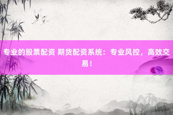 专业的股票配资 期货配资系统：专业风控，高效交易！