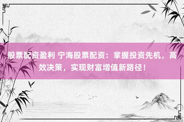 股票配资盈利 宁海股票配资：掌握投资先机，高效决策，实现财富增值新路径！