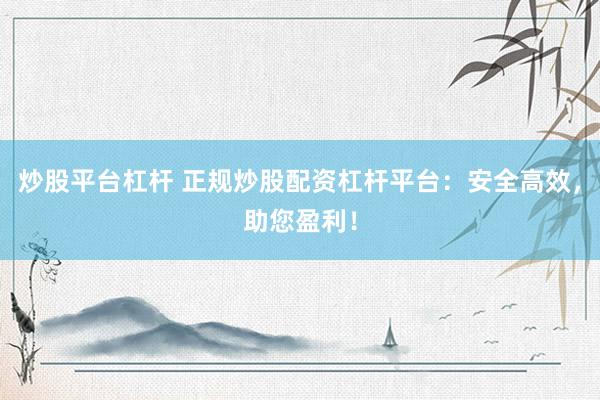 炒股平台杠杆 正规炒股配资杠杆平台：安全高效，助您盈利！