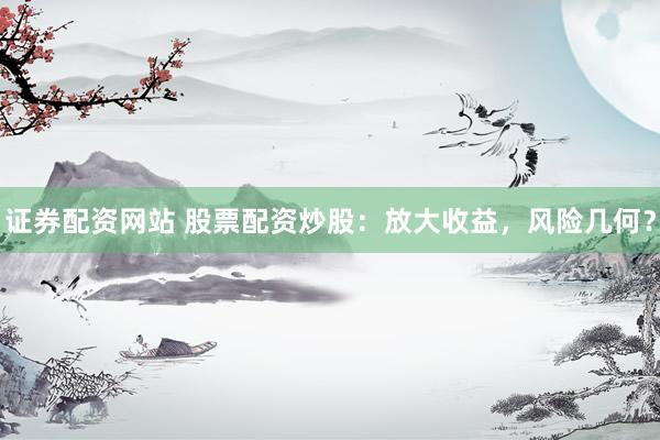 证券配资网站 股票配资炒股：放大收益，风险几何？