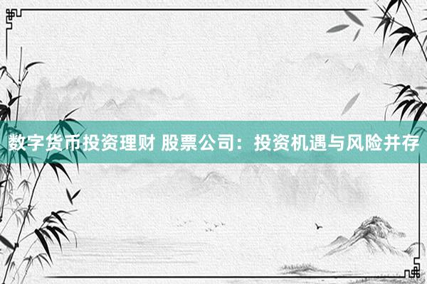 数字货币投资理财 股票公司：投资机遇与风险并存