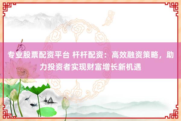 专业股票配资平台 杆杆配资：高效融资策略，助力投资者实现财富增长新机遇