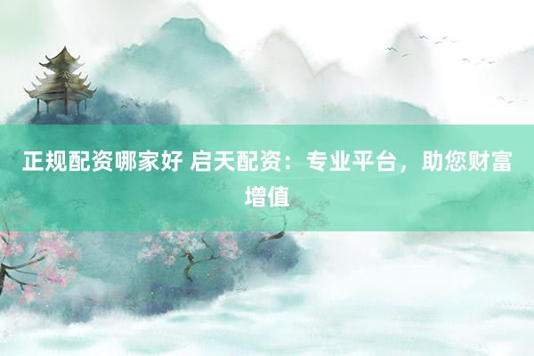 正规配资哪家好 启天配资：专业平台，助您财富增值