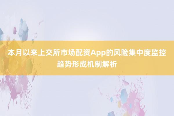 本月以来上交所市场配资App的风险集中度监控趋势形成机制解析