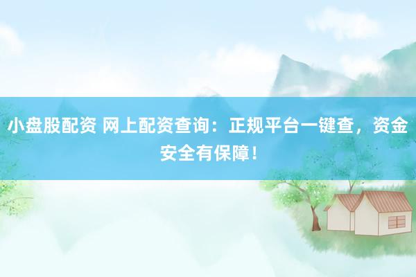小盘股配资 网上配资查询：正规平台一键查，资金安全有保障！