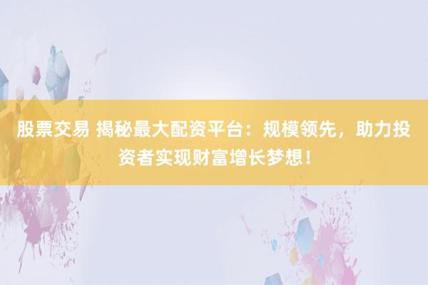 股票交易 揭秘最大配资平台:规模领先,助力投资者实现财富增长梦想!