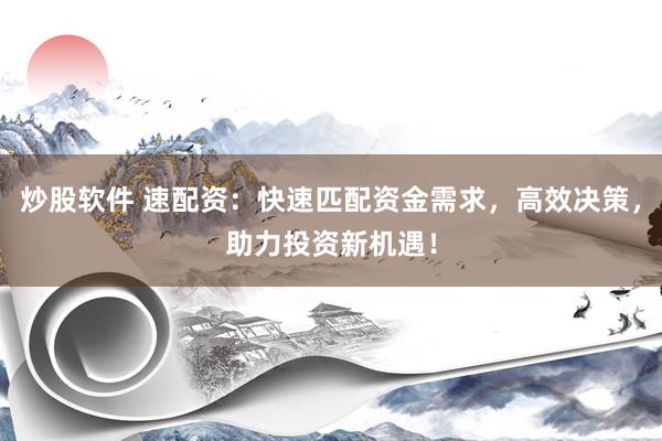 炒股软件 速配资:快速匹配资金需求,高效决策,助力投资新机遇!