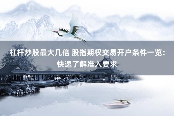 杠杆炒股最大几倍 股指期权交易开户条件一览：快速了解准入要求
