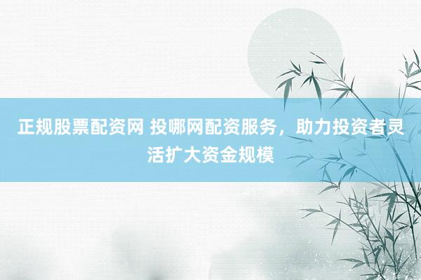 正规股票配资网 投哪网配资服务，助力投资者灵活扩大资金规模