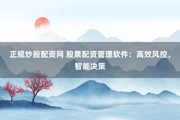 正规炒股配资网 股票配资管理软件：高效风控，智能决策