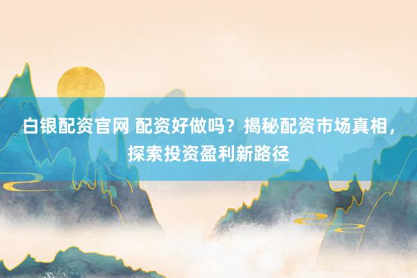 白银配资官网 配资好做吗？揭秘配资市场真相，探索投资盈利新路径