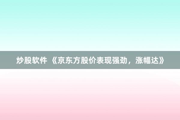 炒股软件 《京东方股价表现强劲，涨幅达》